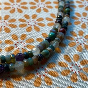 Boho beaded stone necklace